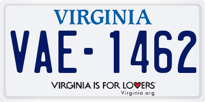 VA license plate VAE1462
