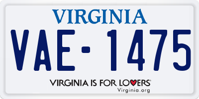 VA license plate VAE1475