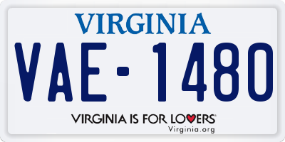 VA license plate VAE1480