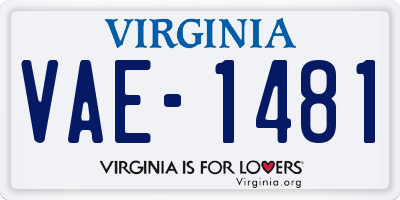 VA license plate VAE1481