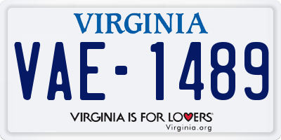 VA license plate VAE1489