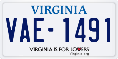 VA license plate VAE1491