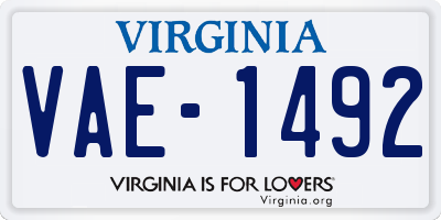 VA license plate VAE1492