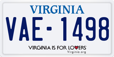 VA license plate VAE1498