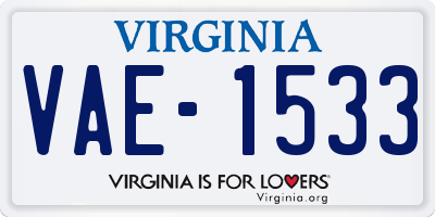 VA license plate VAE1533