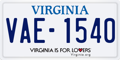 VA license plate VAE1540
