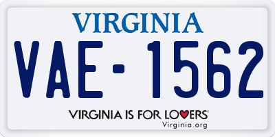 VA license plate VAE1562