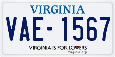 VA license plate VAE1567