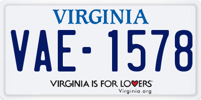 VA license plate VAE1578