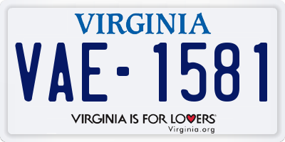VA license plate VAE1581