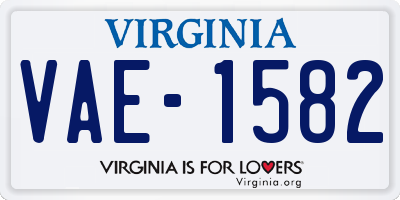 VA license plate VAE1582