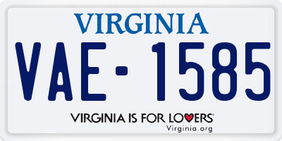 VA license plate VAE1585