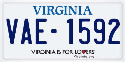 VA license plate VAE1592
