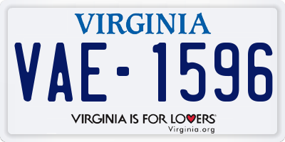 VA license plate VAE1596