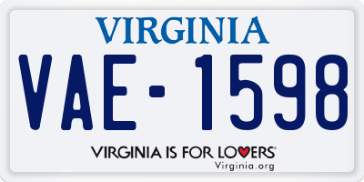 VA license plate VAE1598