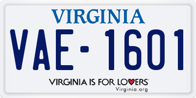 VA license plate VAE1601