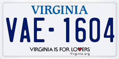 VA license plate VAE1604