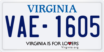 VA license plate VAE1605