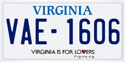 VA license plate VAE1606