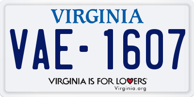 VA license plate VAE1607
