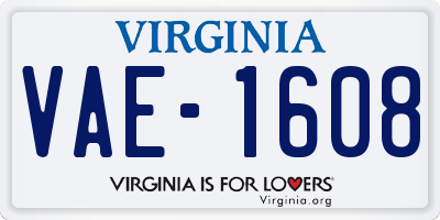 VA license plate VAE1608
