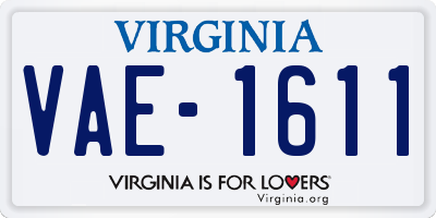 VA license plate VAE1611