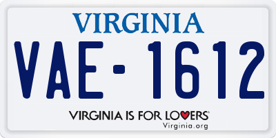 VA license plate VAE1612