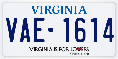 VA license plate VAE1614