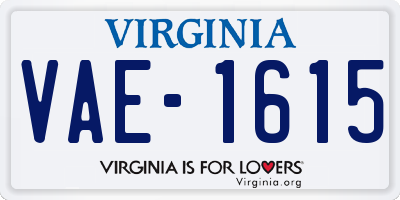 VA license plate VAE1615