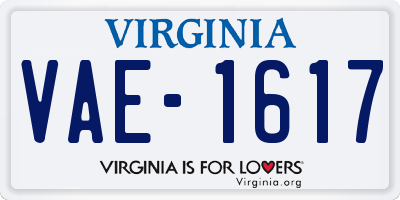 VA license plate VAE1617