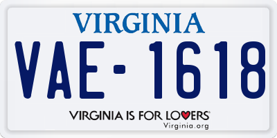 VA license plate VAE1618