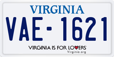 VA license plate VAE1621