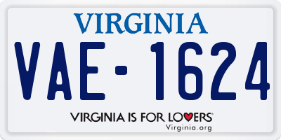VA license plate VAE1624