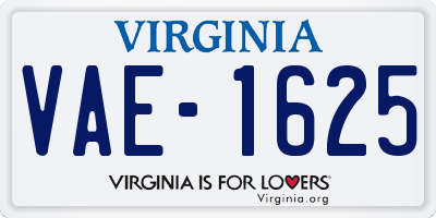 VA license plate VAE1625