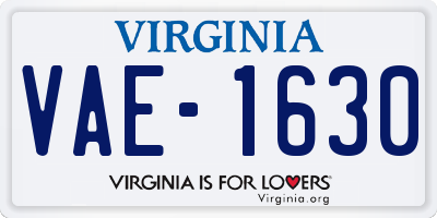 VA license plate VAE1630