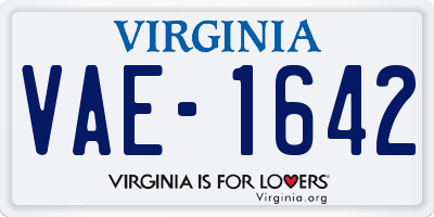VA license plate VAE1642