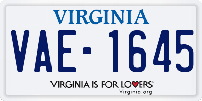 VA license plate VAE1645