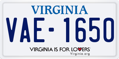 VA license plate VAE1650