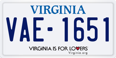 VA license plate VAE1651