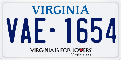 VA license plate VAE1654
