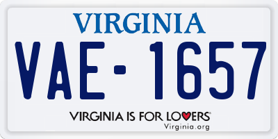 VA license plate VAE1657