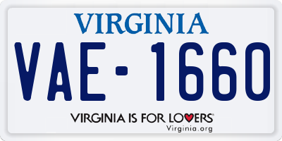 VA license plate VAE1660