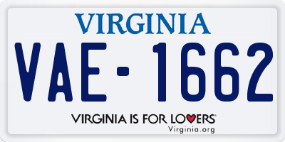 VA license plate VAE1662