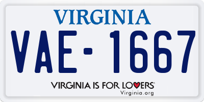 VA license plate VAE1667