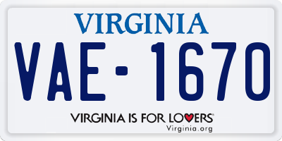 VA license plate VAE1670