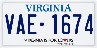 VA license plate VAE1674