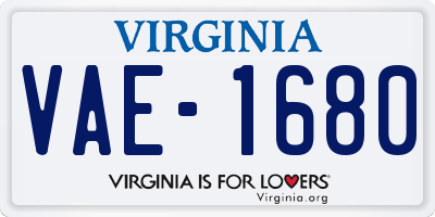 VA license plate VAE1680