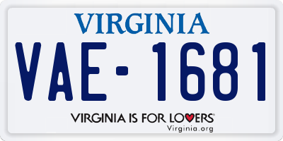 VA license plate VAE1681