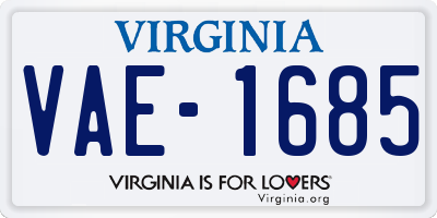 VA license plate VAE1685