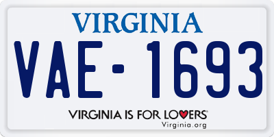 VA license plate VAE1693